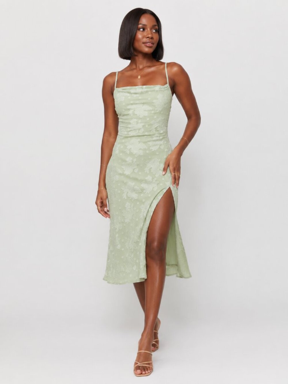 Hello Molly Drinks On Me Pistachio Floral Burnout Midi Dress NWT Small
